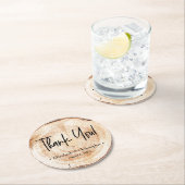 Gepersonaliseerde Rustische Schijf Dank u Wedding  Ronde Kartonnen Onderzetter (Insitu)