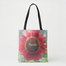 Gepersonaliseerde Rusty Red Sunflower Tote Bag