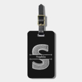 Gepersonaliseerde S Initiaal Silver Monogram Jouw  Bagagelabel (Voorkant verticaal)