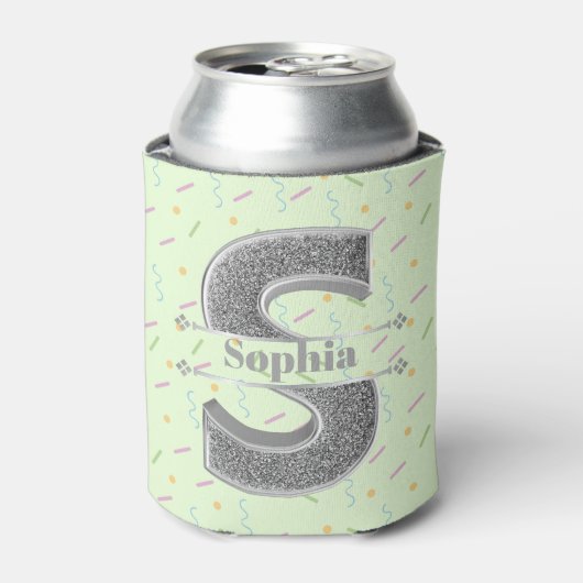 Gepersonaliseerde S Initiaal Silver Monogram Jouw  Blikjeskoeler (Blikje Voorkant)