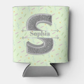 Gepersonaliseerde S Initiaal Silver Monogram Jouw  Blikjeskoeler (Voorkant)