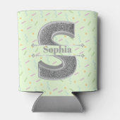 Gepersonaliseerde S Initiaal Silver Monogram Jouw  Blikjeskoeler (Achterkant)