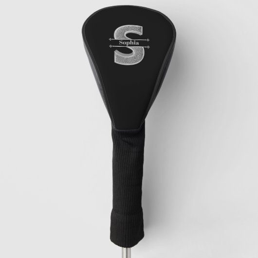 Gepersonaliseerde S Initiaal Silver Monogram Jouw  Golfheadcover (Voorkant)