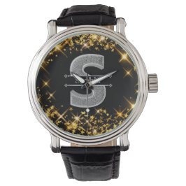 Gepersonaliseerde S Initiaal Silver Monogram Jouw  Horloge