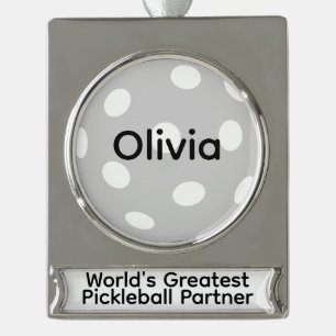 Gepersonaliseerde 's werelds grootste pickleball-p verzilverd banner ornament
