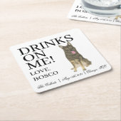 Gepersonaliseerde Sable Duitse herder bruiloft Kartonnen Onderzetters (Schuin)