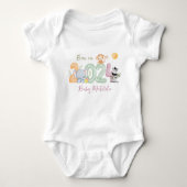 Gepersonaliseerde Safari baby cadeau geboren in 20 Romper (Voorkant)
