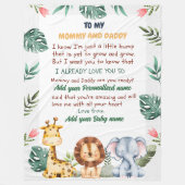 Gepersonaliseerde Safari Baby Dekens met Bericht (Voorkant)