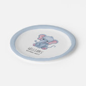 Gepersonaliseerde Safari Dier Olifant Wit Blauw Papieren Bordje (Gekanteld)