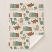 Gepersonaliseerde Safari Dinosaur Aangepaste naam  Sherpa Deken (Voorkant)