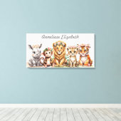 Gepersonaliseerde Safari Nursery Art Elegante Wate Canvas Afdruk (Insitu (Houten vloer))