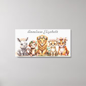 Gepersonaliseerde Safari Nursery Art Elegante Wate Canvas Afdruk (Voorkant)