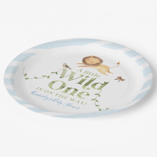 Gepersonaliseerde Safari Oerwoud Baby shower Party Papieren Bordje (Gekanteld)