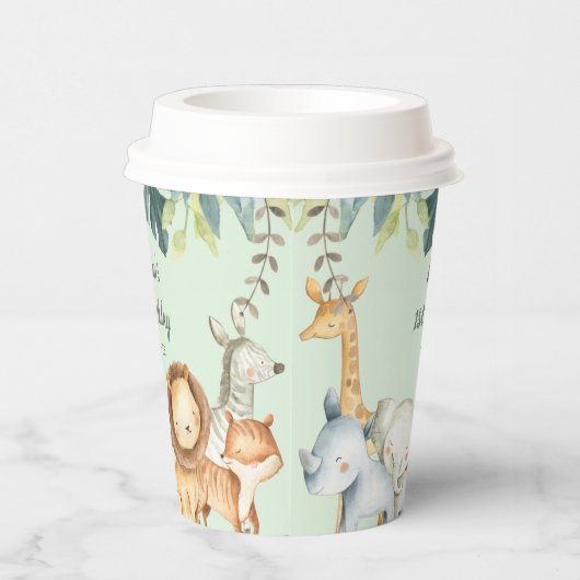 Gepersonaliseerde safari oerwouden - Munten verjaa Papieren Bekers (Rechts)