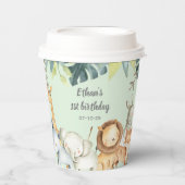 Gepersonaliseerde safari oerwouden - Munten verjaa Papieren Bekers (Voorkant)