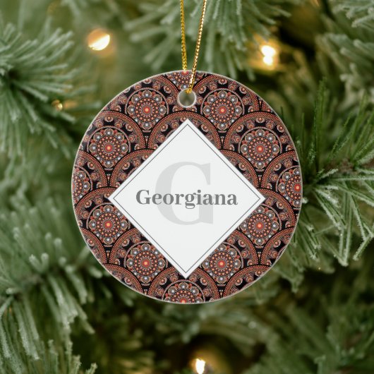 Gepersonaliseerde Safari Sunset Bohemian Mandala S Keramisch Ornament (Boom)