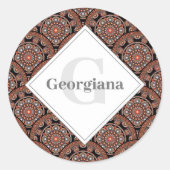 Gepersonaliseerde Safari Sunset Bohemian Mandala S Ronde Sticker (Voorkant)