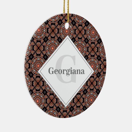 Gepersonaliseerde Safari Sunset Bohemian Mandala T Keramisch Ornament (Rechts)