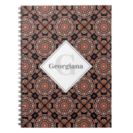 Gepersonaliseerde Safari Sunset Bohemian Mandala T Notitieboek (Voorkant)