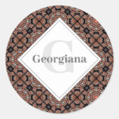 Gepersonaliseerde Safari Sunset Bohemian Mandala T Ronde Sticker (Voorkant)