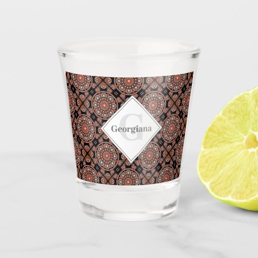 Gepersonaliseerde Safari Sunset Bohemian Mandala T Shot Glas (Voorkant)