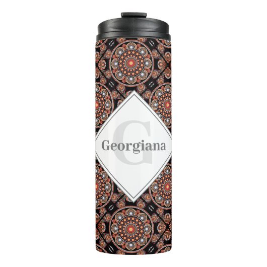 Gepersonaliseerde Safari Sunset Bohemian Mandala T Thermosbeker (Voorkant)