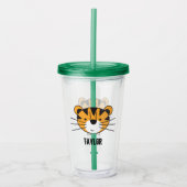 Gepersonaliseerde Safari Tiger Illustratie verjaar Acryl Drinkbeker (Voorkant)