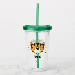 Gepersonaliseerde Safari Tiger Illustratie verjaar Acryl Drinkbeker