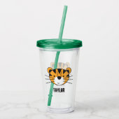 Gepersonaliseerde Safari Tiger Illustratie verjaar Acryl Drinkbeker (Achterkant)
