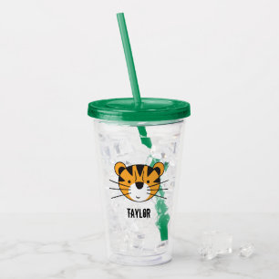 Gepersonaliseerde Safari Tiger Illustratie verjaar Acryl Drinkbeker