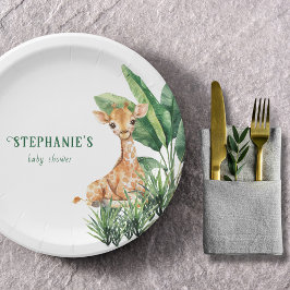Gepersonaliseerde Safari Wild One Giraffe Baby sho Papieren Bordje