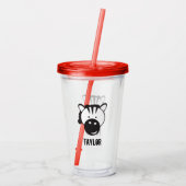 Gepersonaliseerde Safari Zebra Illustratie verjaar Acryl Drinkbeker (Achterkant)