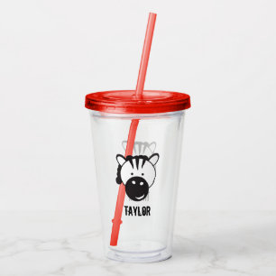 Gepersonaliseerde Safari Zebra Illustratie verjaar Acryl Drinkbeker