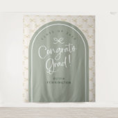 Gepersonaliseerde Sage Bow Congrats Afstudeerder F Wandkleed (Voorkant)