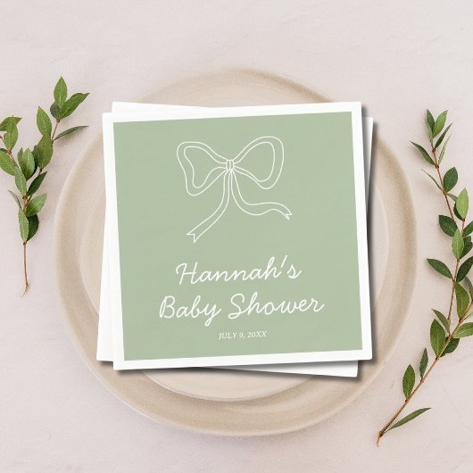 Gepersonaliseerde Sage Green Baby shower servetten