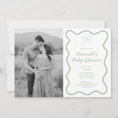 Gepersonaliseerde Sage Green Baby shower uitnodigi Kaart (Voorkant)