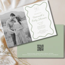 Gepersonaliseerde Sage Green Baby shower uitnodigi