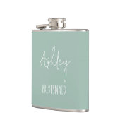 Gepersonaliseerde Sage Green Best Bridesmaid Gifte Heupfles (Links)