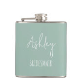 Gepersonaliseerde Sage Green Best Bridesmaid Gifte Heupfles (Voorkant)