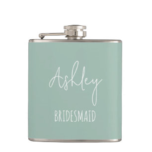Gepersonaliseerde Sage Green Best Bridesmaid Gifte Heupfles