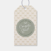 Gepersonaliseerde Sage Green Bow Girly Afstuderen Cadeaulabel (Voorkant)