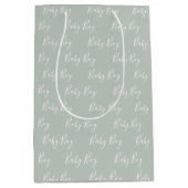 Gepersonaliseerde Sage Green Elegant Baby Boy Medium Cadeauzakje (Voorkant)