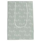 Gepersonaliseerde Sage Green Elegant Baby Boy Medium Cadeauzakje (Achterkant)