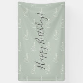 Gepersonaliseerde Sage Green Elegant Name Birthday Spandoek (Verticaal)