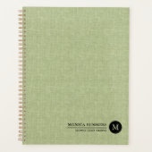 Gepersonaliseerde Sage Green Linen Planner (Voorkant)