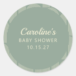 Gepersonaliseerde Sage Green Mod Geometrisch Baby  Ronde Sticker