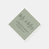 Gepersonaliseerde Sage Green Mr. en Mrs Wedding Servet (Hoek)