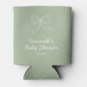 Gepersonaliseerde Sage Green Ribbon Baby shower Fa Blikjeskoeler (Voorkant)