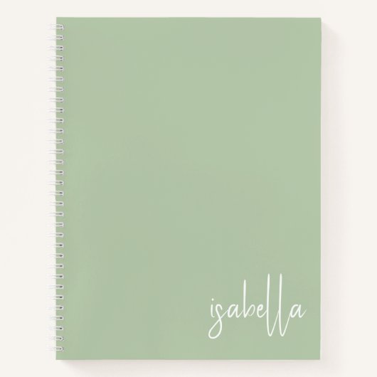 Gepersonaliseerde Sage Green Spiral Notitieboek (Voorkant)