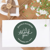 Gepersonaliseerde Sage Green Wij danken u bruiloft Ronde Sticker